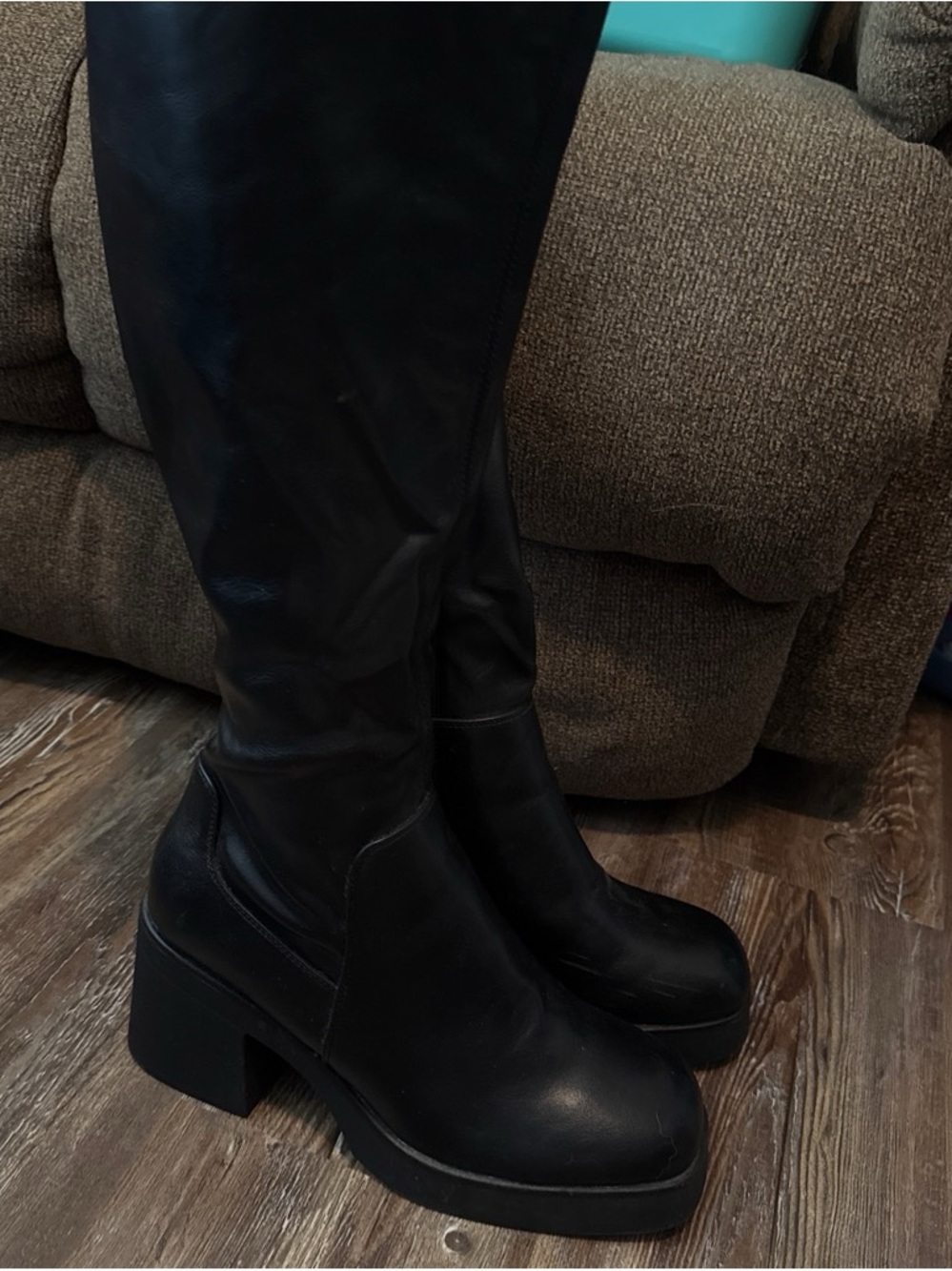 Call It Spring Black Platform Boots with Chunky Heel